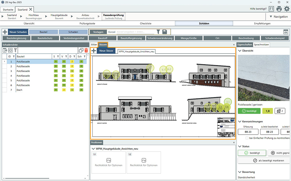 Maske Schäden - Schadensskizze