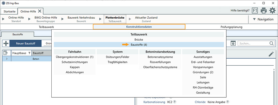 Navigationsleiste - Baustoffe 