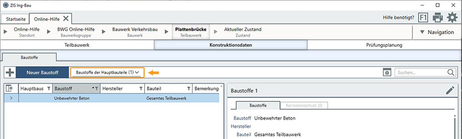 Maske Baustoffe - Baustoffe der Hauptbauteile