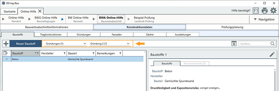 Maske Baustoffe - Konstruktionsteile Filter
