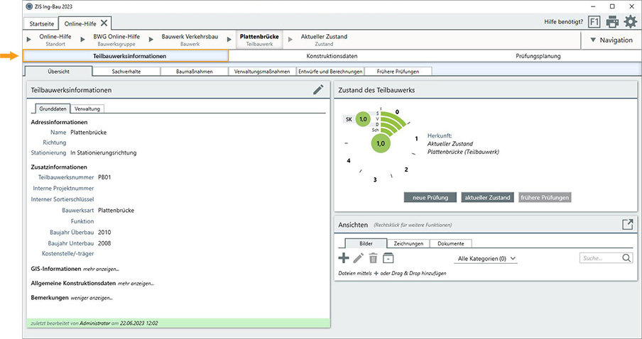 Teilbauwerksinformationen erfassen