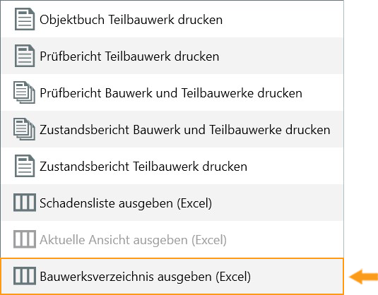 Druckauswahl - Auswahl Bauwerksverzeichnis
