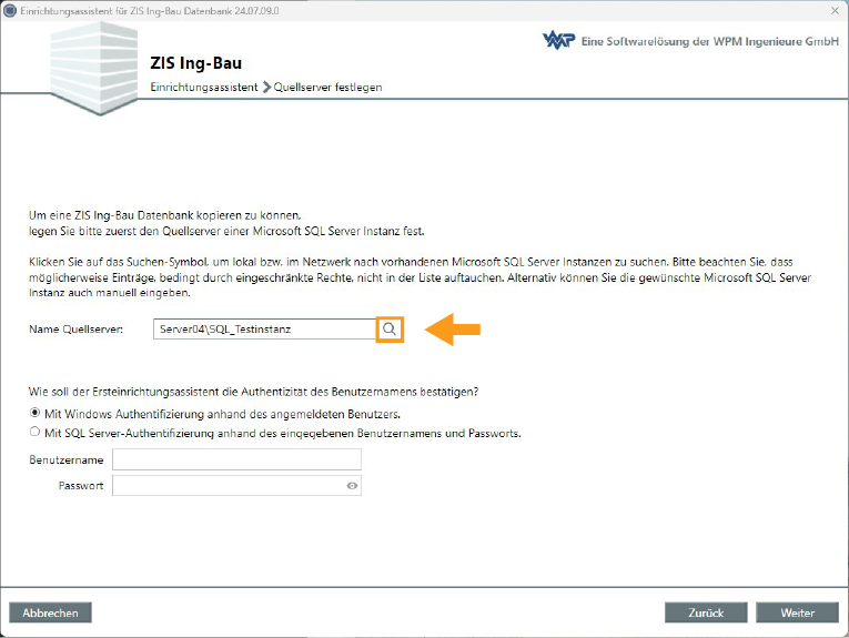 Datenbank kopieren - Quellserver