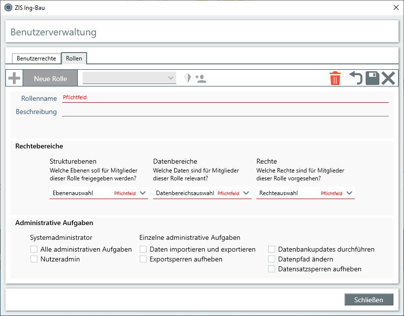 Benutzereinstellungen - Neue Rolle erstellen