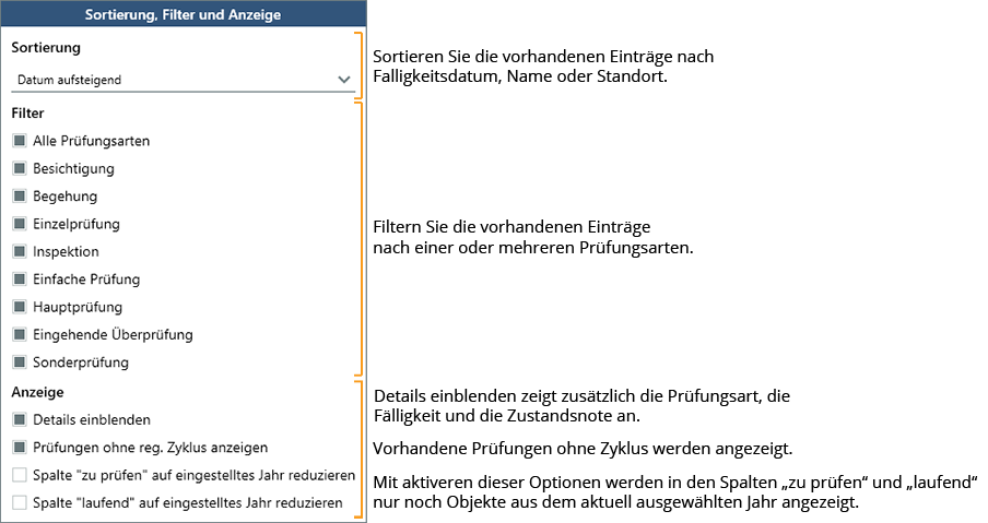 Jahresansicht - Filter