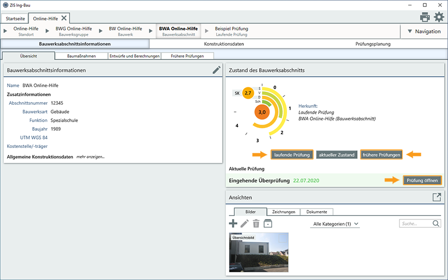 Prüfung öffnen - Aktueller Zustand