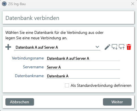 Fenster Anmeldung - Datenbank verbinden