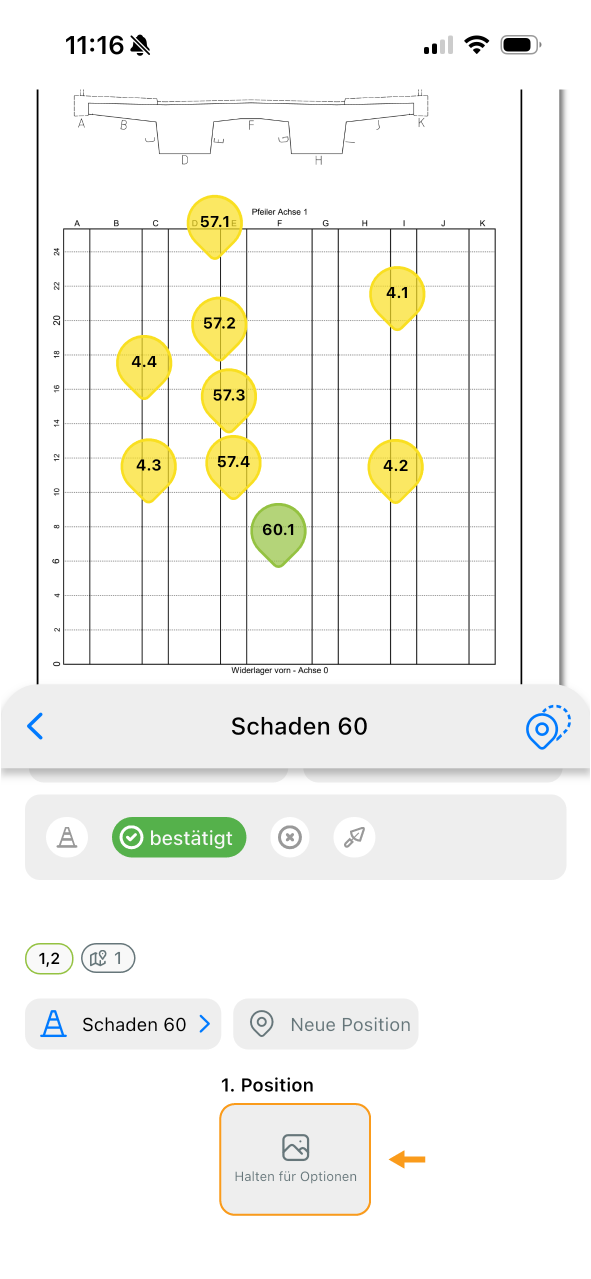 App - Positionsmenü öffnen