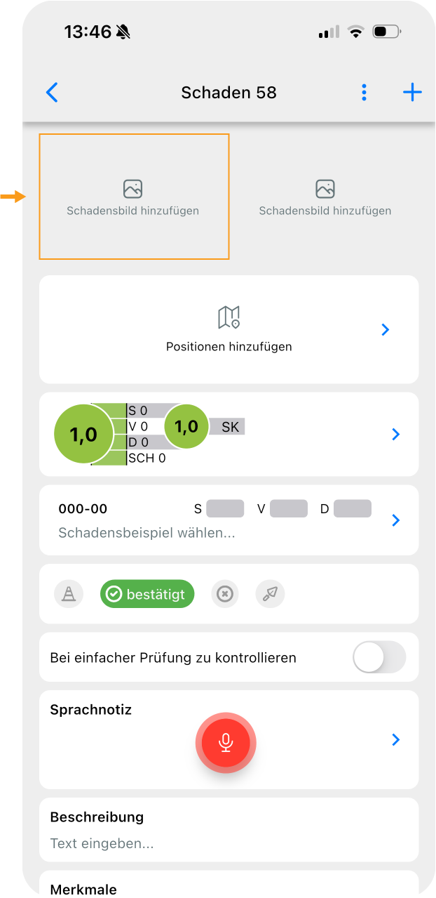 App - Schadensbild hinzufügen