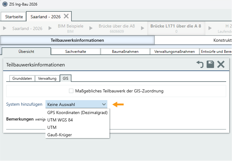GIS - System auswählen