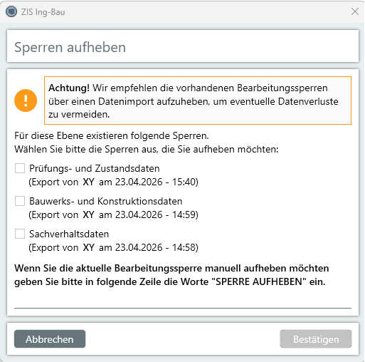 Sperren manuell aufheben Fenster