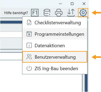 Benutzerverwaltung öffnen