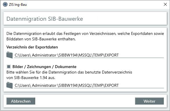Datenmigration SIB Bauwerke - Ordner auswählen