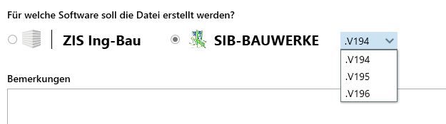 Exportfenster SIB Dateiformat auswählen