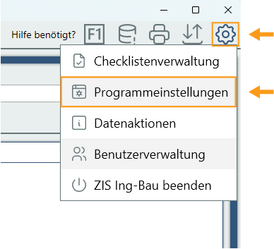 Optionen - Programmeinstellungen öffnen