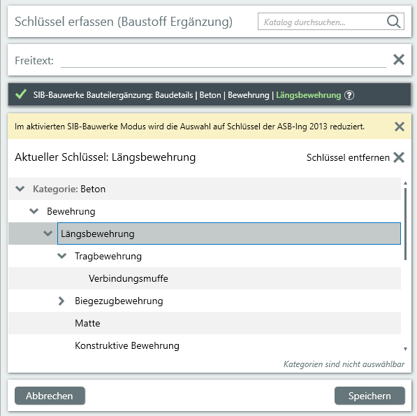 Bauteilergänzung - Schlüssel kann migriert werden