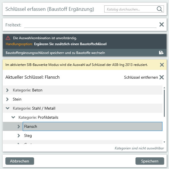 Bauteilergänzung - Mehrere Schlüssel zur Vervollständigung