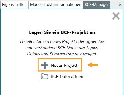 Maske Schäden - Neues BCF Projekt erstellen