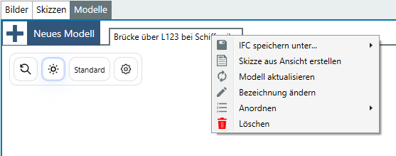 Modelle - Kontextmenü