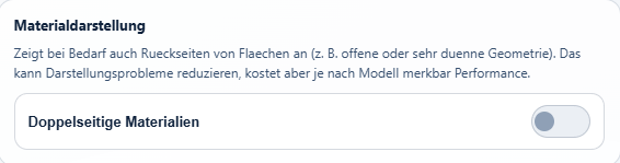 Ansichtseinstellungen - Materialdarstellung